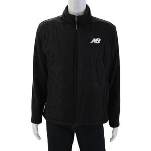 New Balance Mens Quilted Windbreaker Black Zip Polyester High Neck Size M